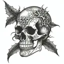 skull with thorns tattoo design idea