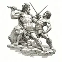 Statue Of David vs Goliath tattoo design idea