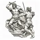 Statue Of David vs Goliath tattoo design idea