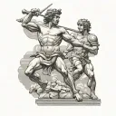 Statue Of David vs Goliath tattoo design idea