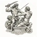 Statue Of David vs Goliath tattoo design idea