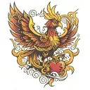 phoenix protecting a heart tattoo design idea