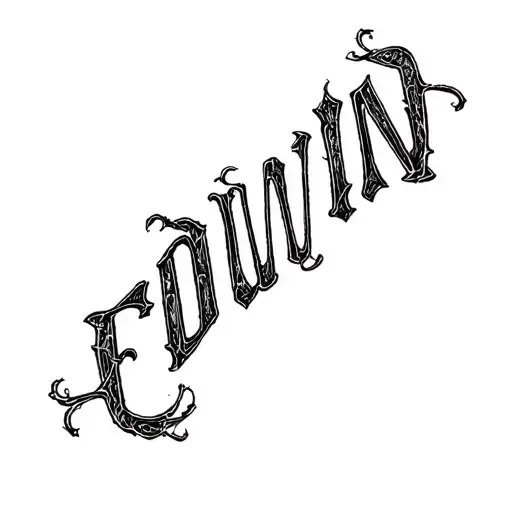"EDWIN" OLD English font tatto unfilled only marked tattoo design idea