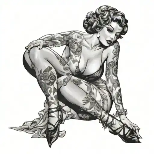 nsfw pinup wife tattoo design idea
