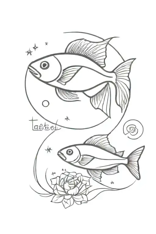 Astrological sign fish & date of birth 24 february tattoo design idea