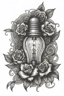 light bulb and hearts surrounded tattoo design idea