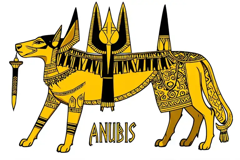 Anubis com simbolo de geminis tattoo design idea