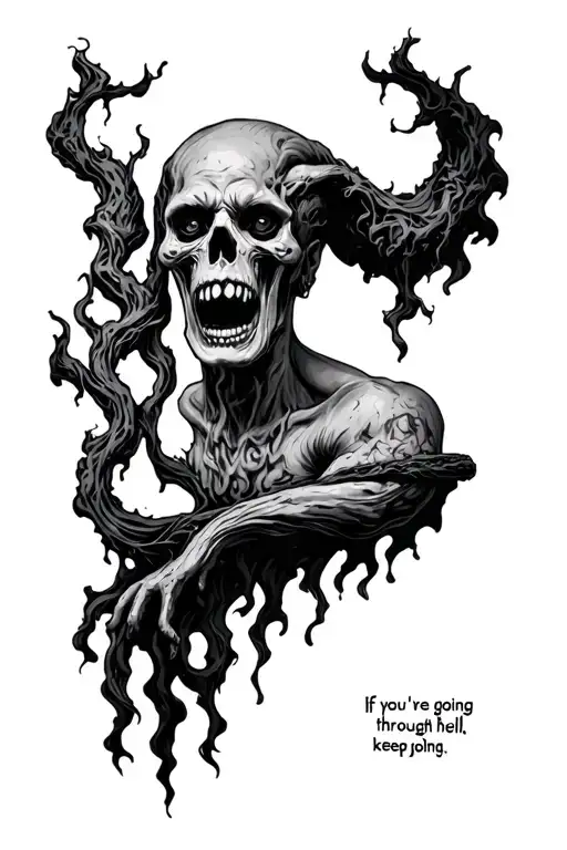 if you're going through hell, keep going tattoo design idea