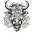 bull's head tattoo design idea