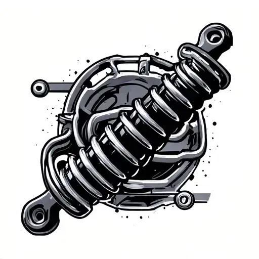 Line art off-road shock absorber. Simple outline. tattoo design idea