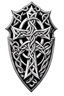 combine Celtic cross with Celtic shield knot intertwined tattoo design idea