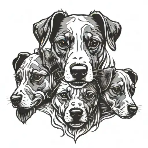 three headed jack russell tattoo design idea