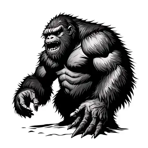 Bigfoot hunter monster hunter tattoo design idea