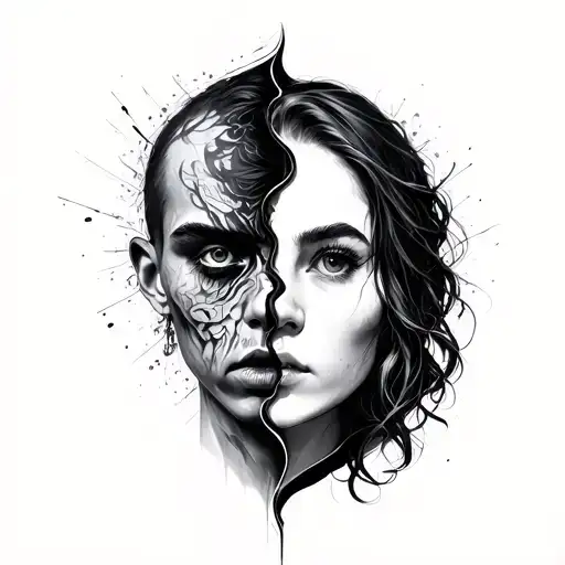 split personality disorder tattoo design idea