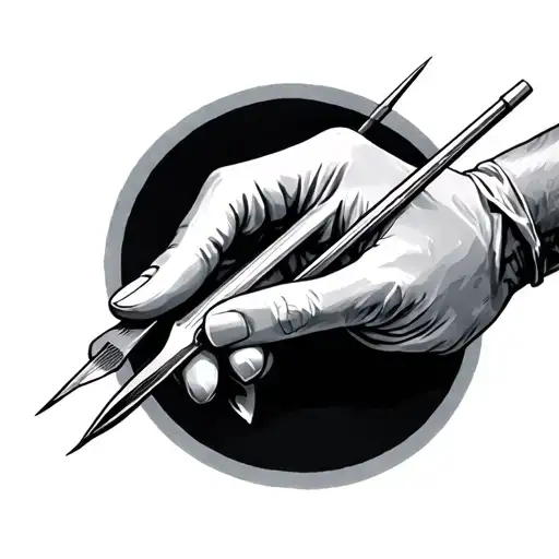 surgeon's hand holding scalpel tattoo design idea