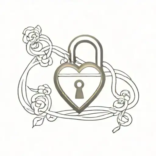 infinite heart padlock key tattoo design idea