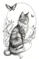 freya feathers and cat  tattoo design idea