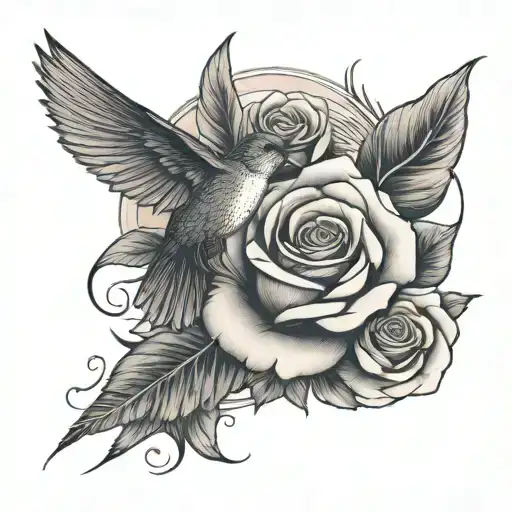NASCAR pink Rose's and humming bird tattoo design idea