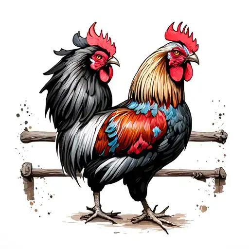 cockfighting inspired tattoo featuring tattoo design idea