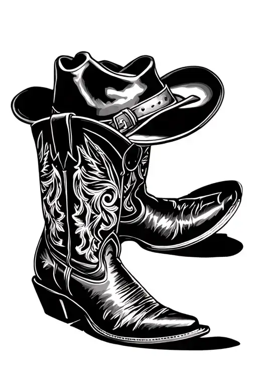 Cowboy Boots and hat tattoo design idea