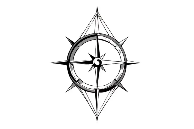 A 3D compass in a diagonal perspective tattoo design idea