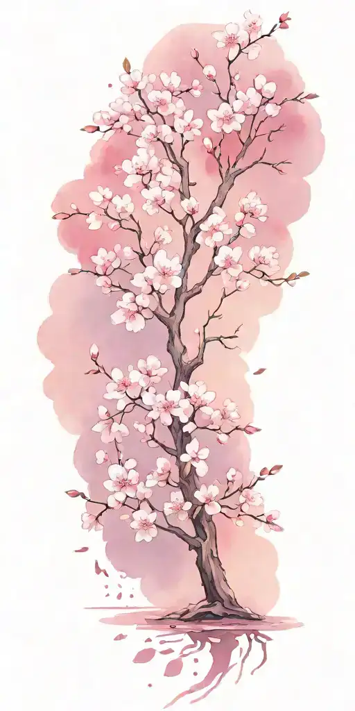 cherry blossom tree with falling pedals  tattoo design idea