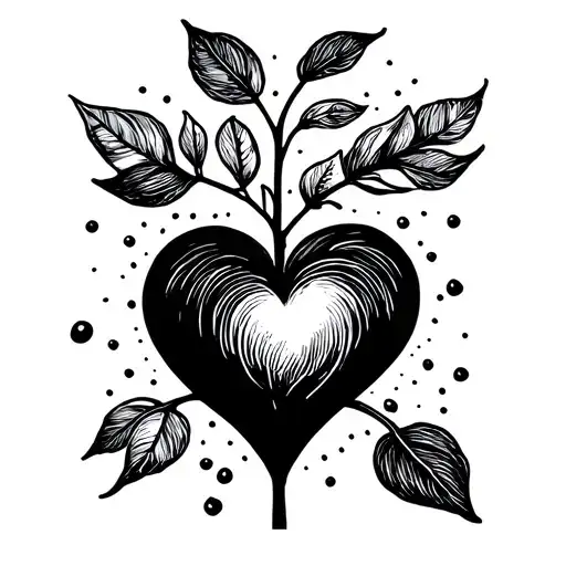 fine line simple minimal grandfather signature with a heart and seed plant symbolizing love and growth tattoo design idea