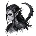 Female dark elf elder scrolls video game tattoo design idea