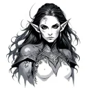 Female dark elf elder scrolls video game tattoo design idea
