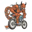devil on race bike tattoo design idea