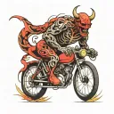 devil on race bike tattoo design idea