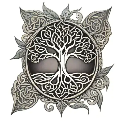  Celtic tree of life with cell tic knot for daughter son tattoo design idea