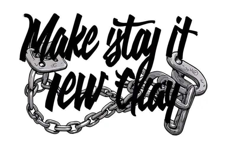 make it say new chain, same shackles in pretty cursive handwriting tattoo design idea
