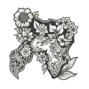 africa with heart and african flowers tattoo design idea
