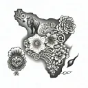 africa with heart and african flowers tattoo design idea