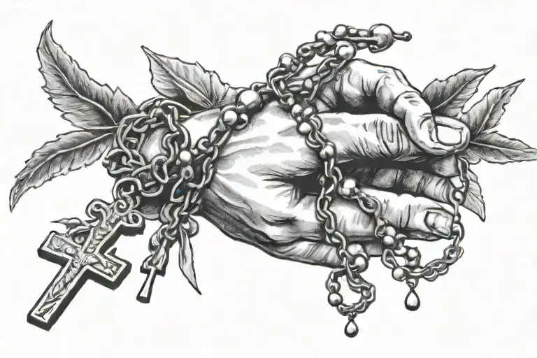 hands holding rosary tattoo stencil tattoo design idea