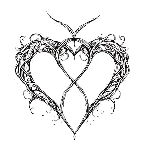 double heart intertwined tattoo design idea