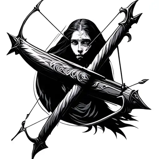 long bow and empty quiver tattoo design idea