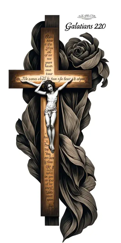  cross with bible verse Galatians 2:20 tattoo design idea