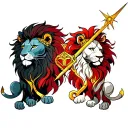 Libra And Sagittarius Combined with Leo lion tattoo design idea