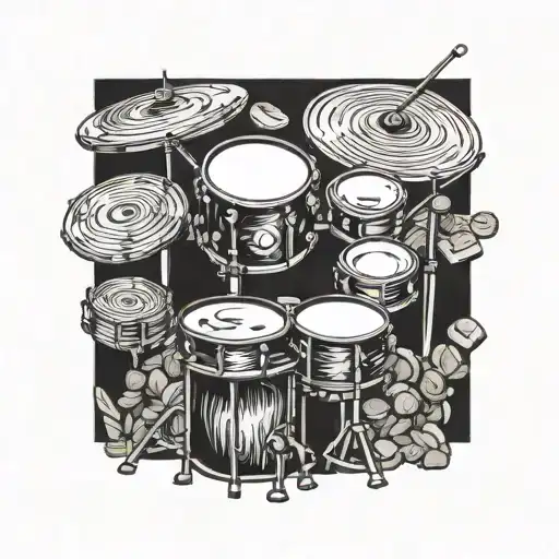 A drum set made out of various coins tattoo design idea