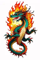 dragon with flame burns tattoo design idea