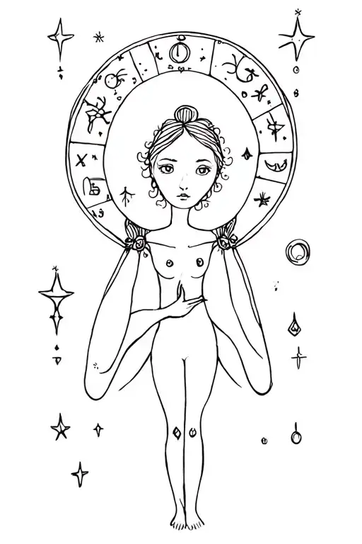 zodiac moon fairy dust jewels tattoo design idea