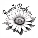 1. Name Flow with a Daisy Accent* The names "Praveen, Pooja, Amay" written in an elegant cursive or handwritten script. tattoo design idea