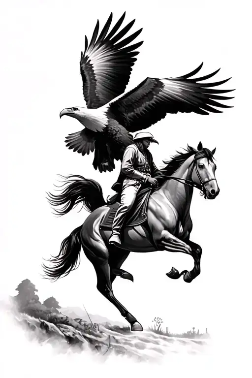 eagle flying and indian on a horse and get the name stanley in there tattoo design idea