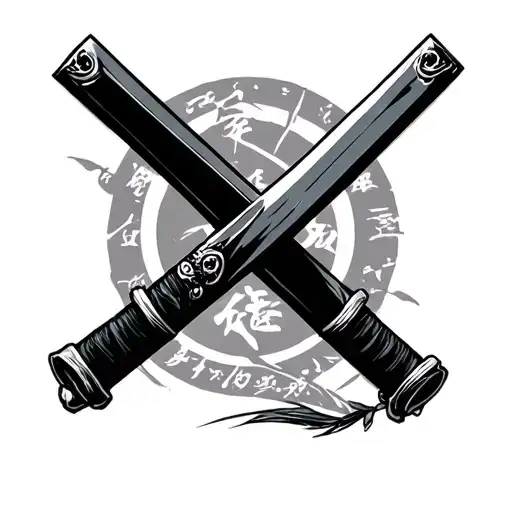 An x throws with the zoro katana of one piece anime tattoo design idea