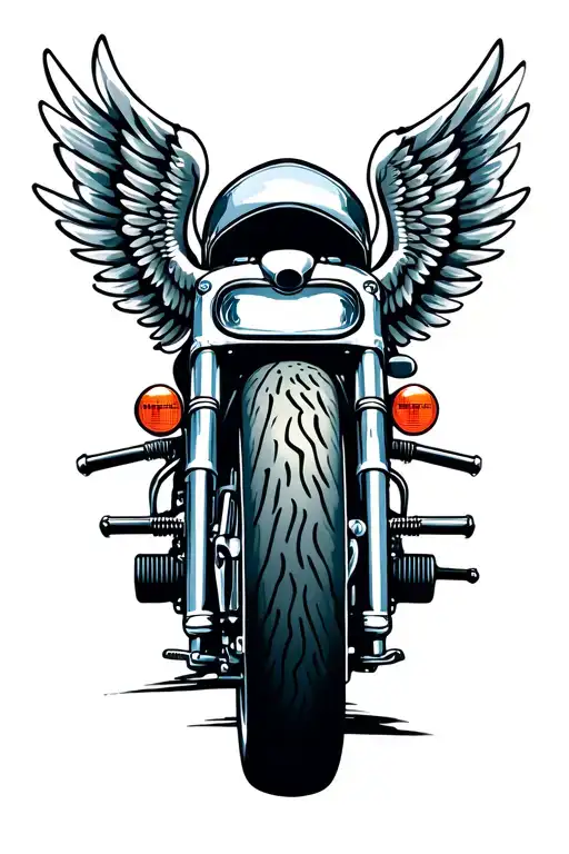 “MOTOR” MOTOR CYCLE. TATTOO MOTORCYCLE WHEEL AND WINGS backwards fast movement tattoo design idea