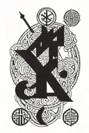 "MIRM" Runes: Write the runes in a clean, simple style, using straight lines of consistent thickness (approximately 0.5mm thick if scaled for a medium-sized tattoo). Keep even spacing between the runes. Orient the runes vertically, or at a slight angle to follow the curvature of the forearm. tattoo design idea