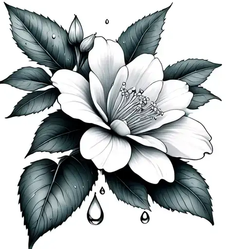 jasmine flower rain drops watering flowers tattoo design idea