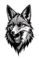 Fox head snarling tattoo design idea
